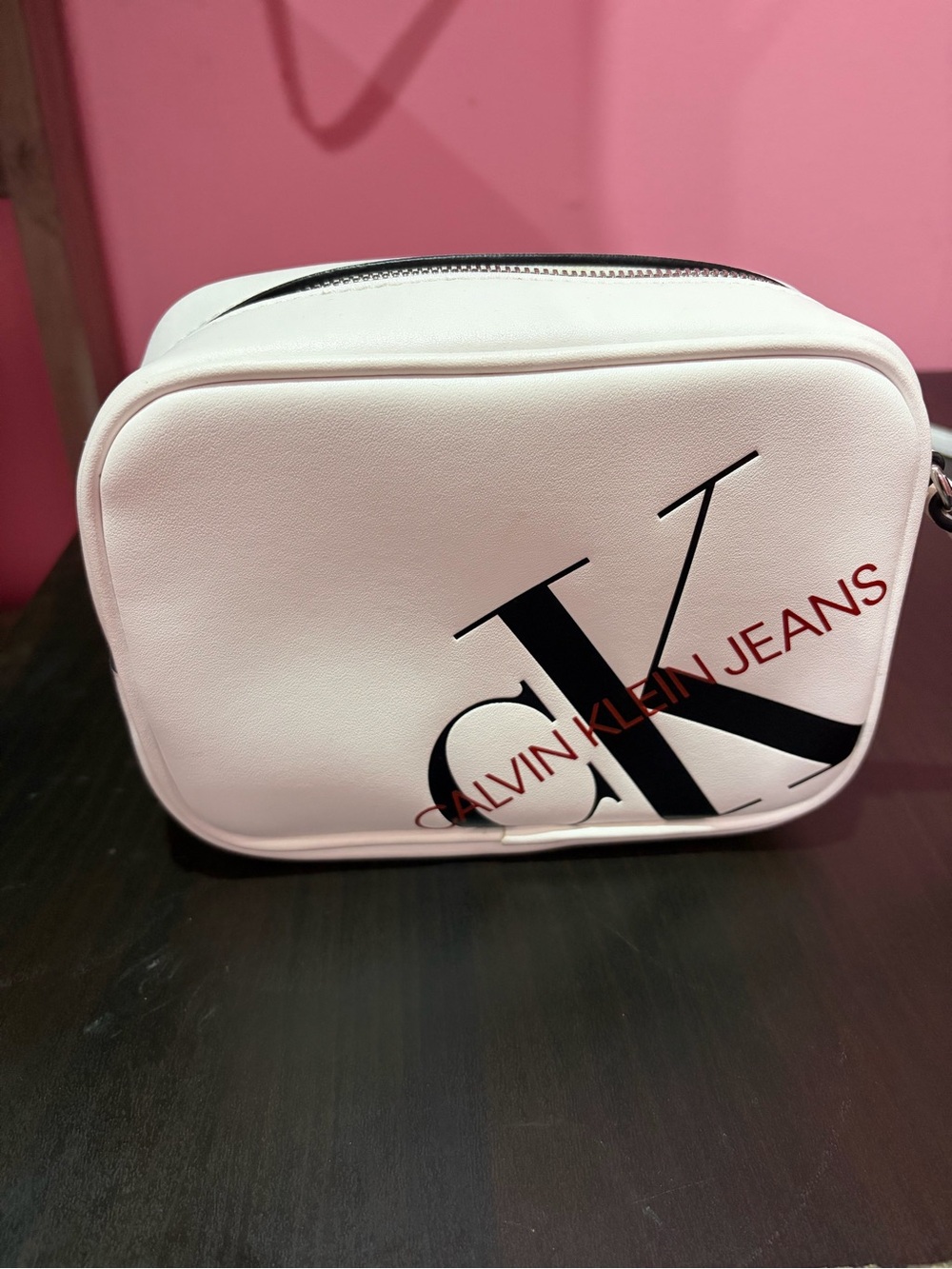 Calvin Klein Jeans White Belt Bag with Black Logo